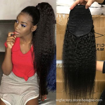 Xuchang hair extensions vendors,the best selling kinky straight ponytail curly human hair extensions,ponytail clip in hair
